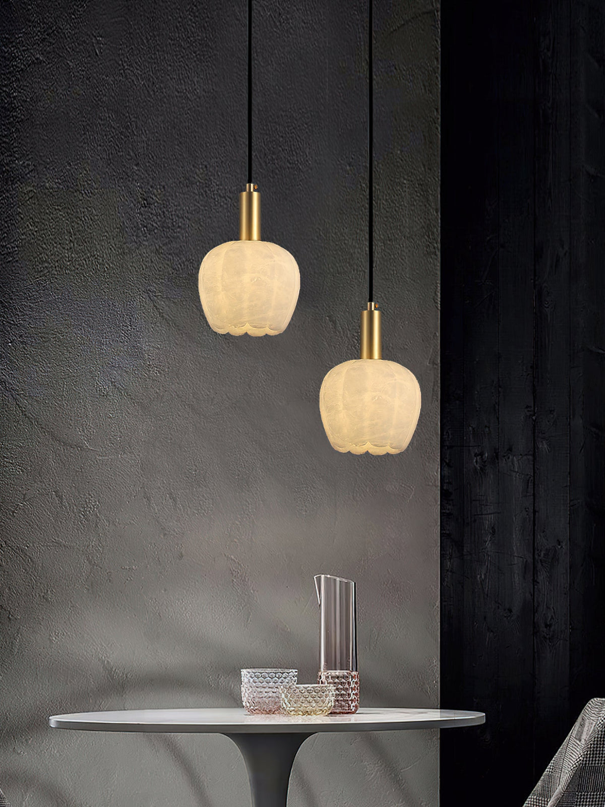 Lampe Pendentive en Laiton et Albâtre Moderne Minimaliste Olraeos - Neutralighting