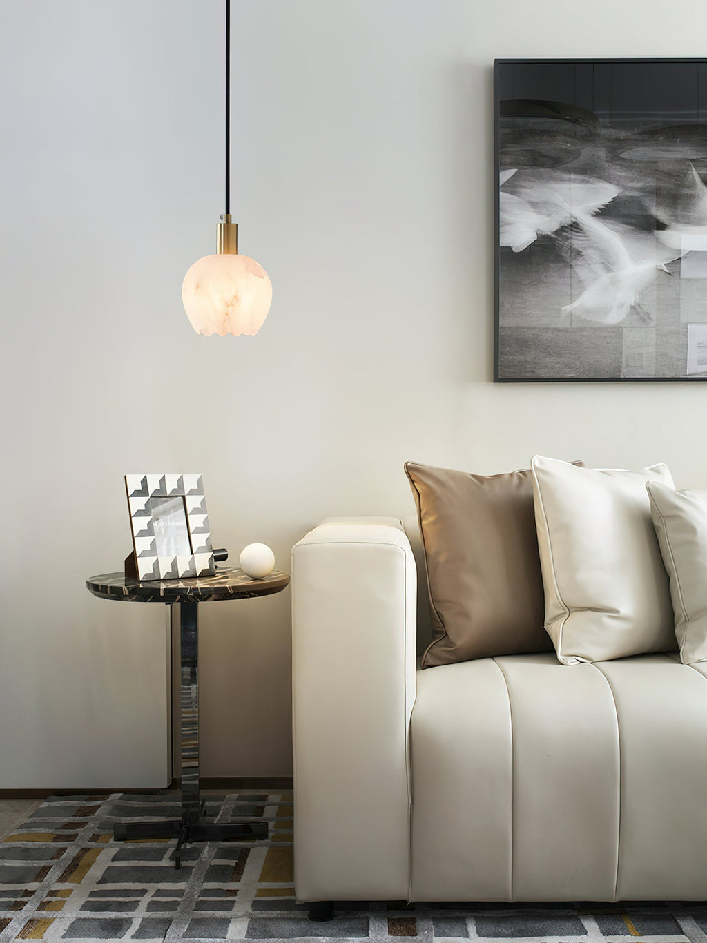 Lampe Pendentive en Laiton et Albâtre Moderne Minimaliste Olraeos - Neutralighting