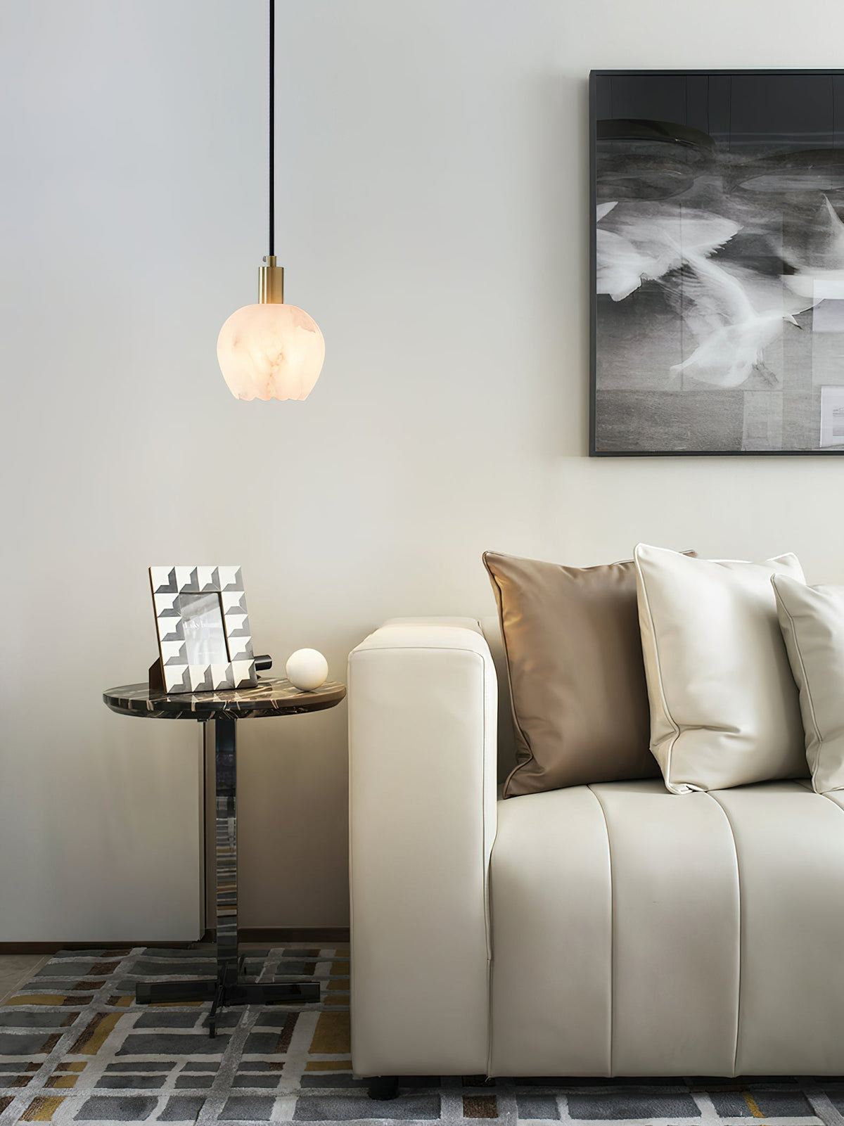 Lampe Pendentive en Laiton et Albâtre Moderne Minimaliste Olraeos - Neutralighting