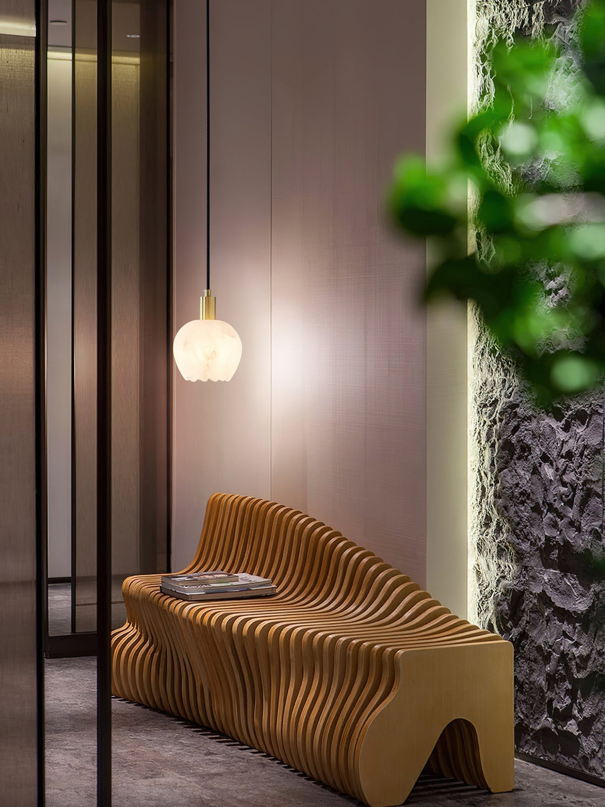 Lampe Pendentive en Laiton et Albâtre Moderne Minimaliste Olraeos - Neutralighting