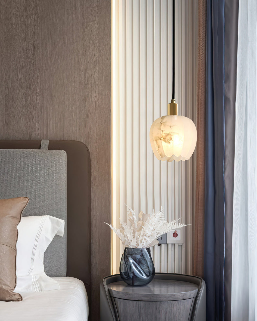 Lampe Pendentive en Laiton et Albâtre Moderne Minimaliste Olraeos - Neutralighting
