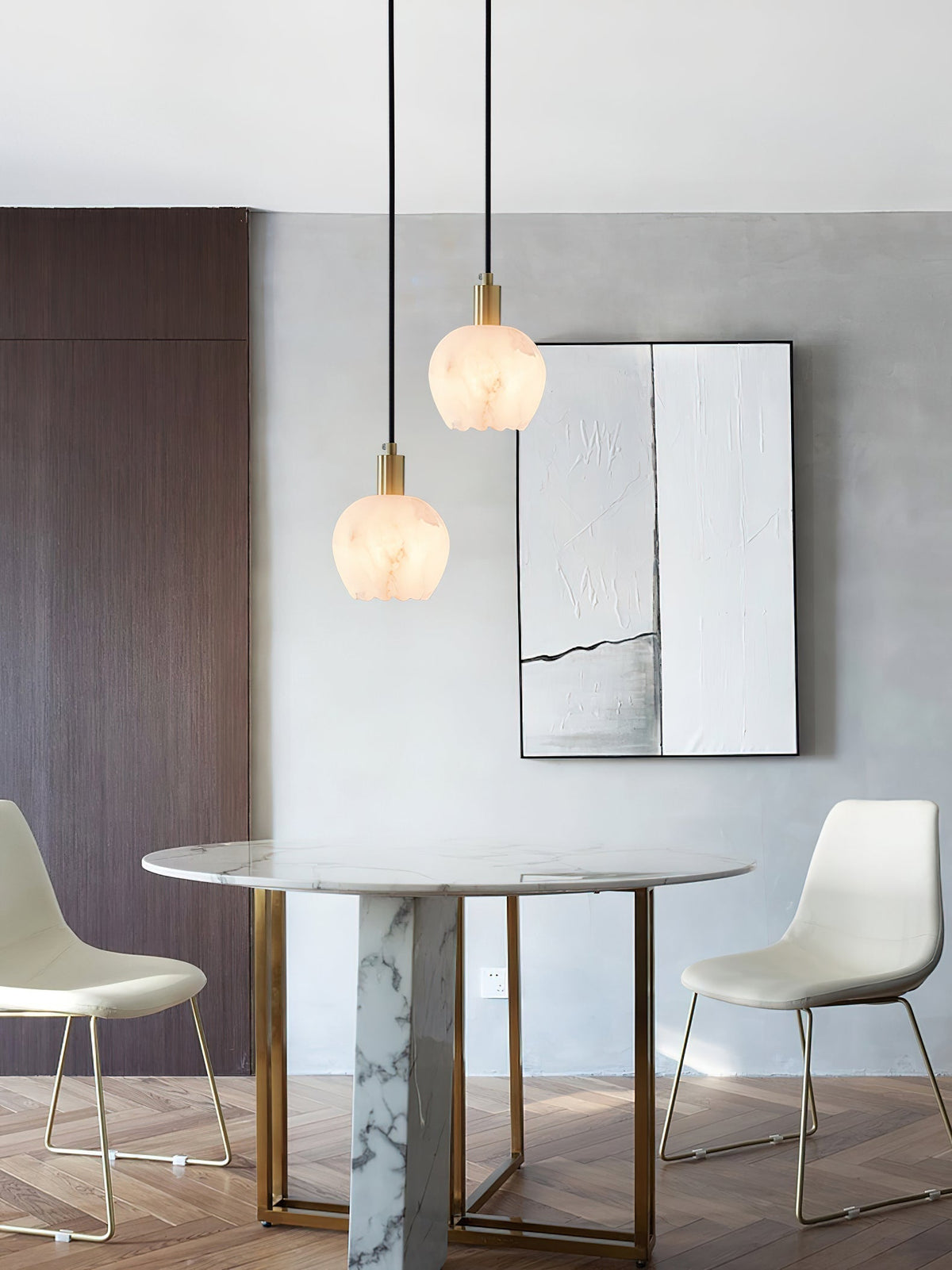 Lampe Pendentive en Laiton et Albâtre Moderne Minimaliste Olraeos - Neutralighting