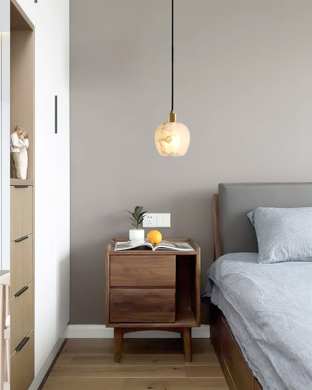 Lampe Pendentive en Laiton et Albâtre Moderne Minimaliste Olraeos - Neutralighting