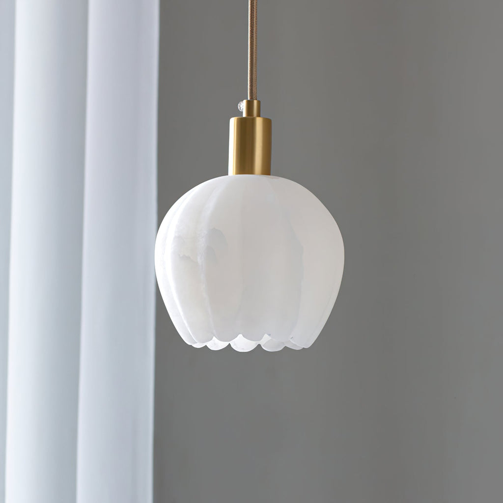 Lampe Pendentive en Laiton et Albâtre Moderne Minimaliste Olraeos - Neutralighting