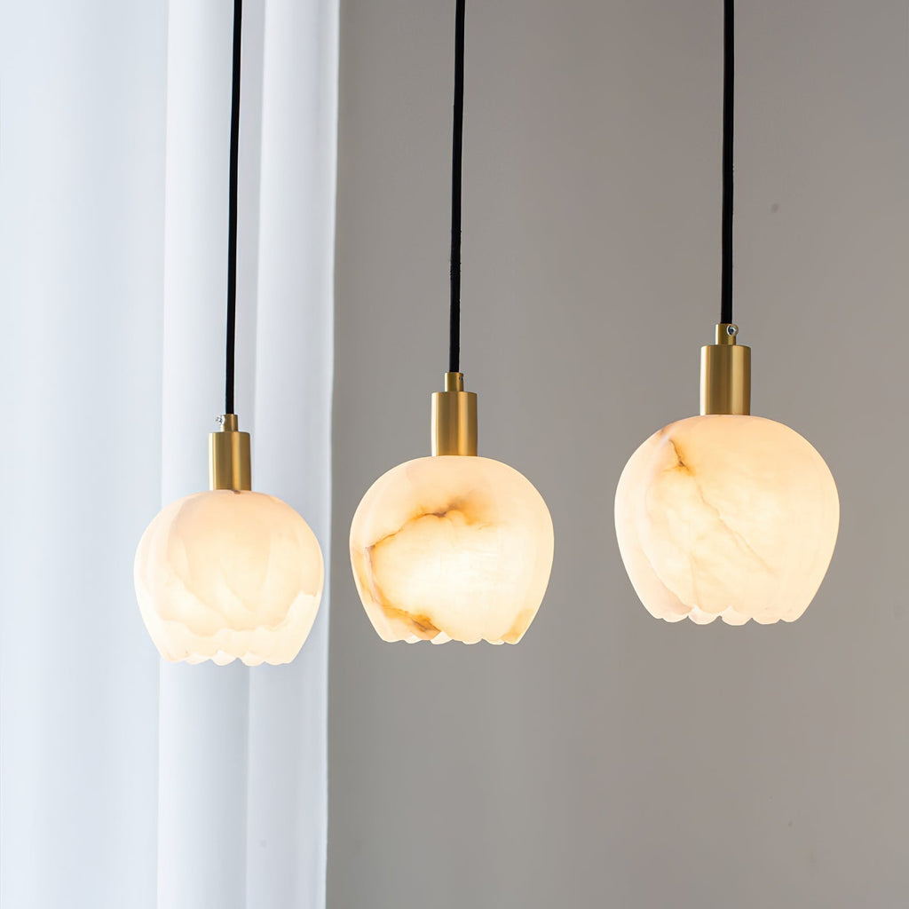 Lampe Pendentive en Laiton et Albâtre Moderne Minimaliste Olraeos - Neutralighting