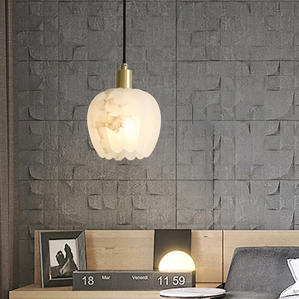 Lampe Pendentive en Laiton et Albâtre Moderne Minimaliste Olraeos - Neutralighting