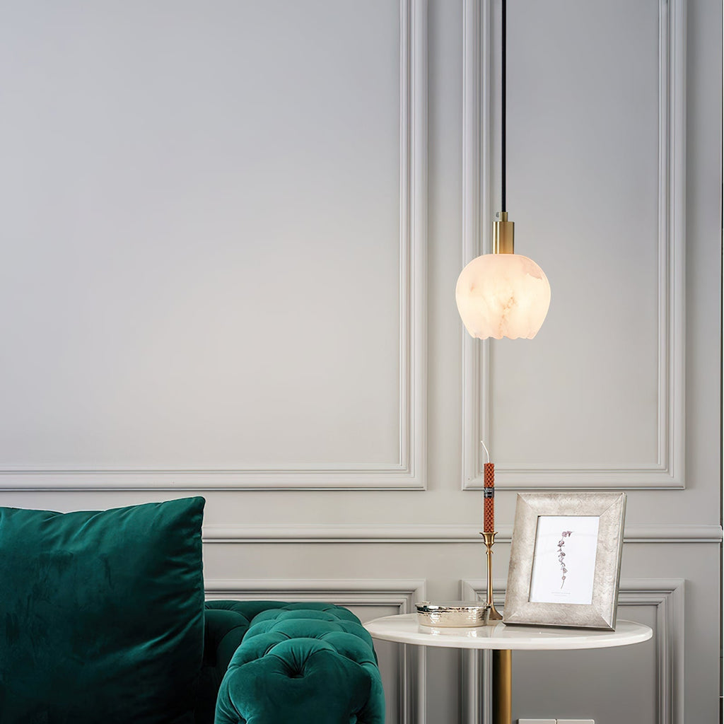 Lampe Pendentive en Laiton et Albâtre Moderne Minimaliste Olraeos - Neutralighting