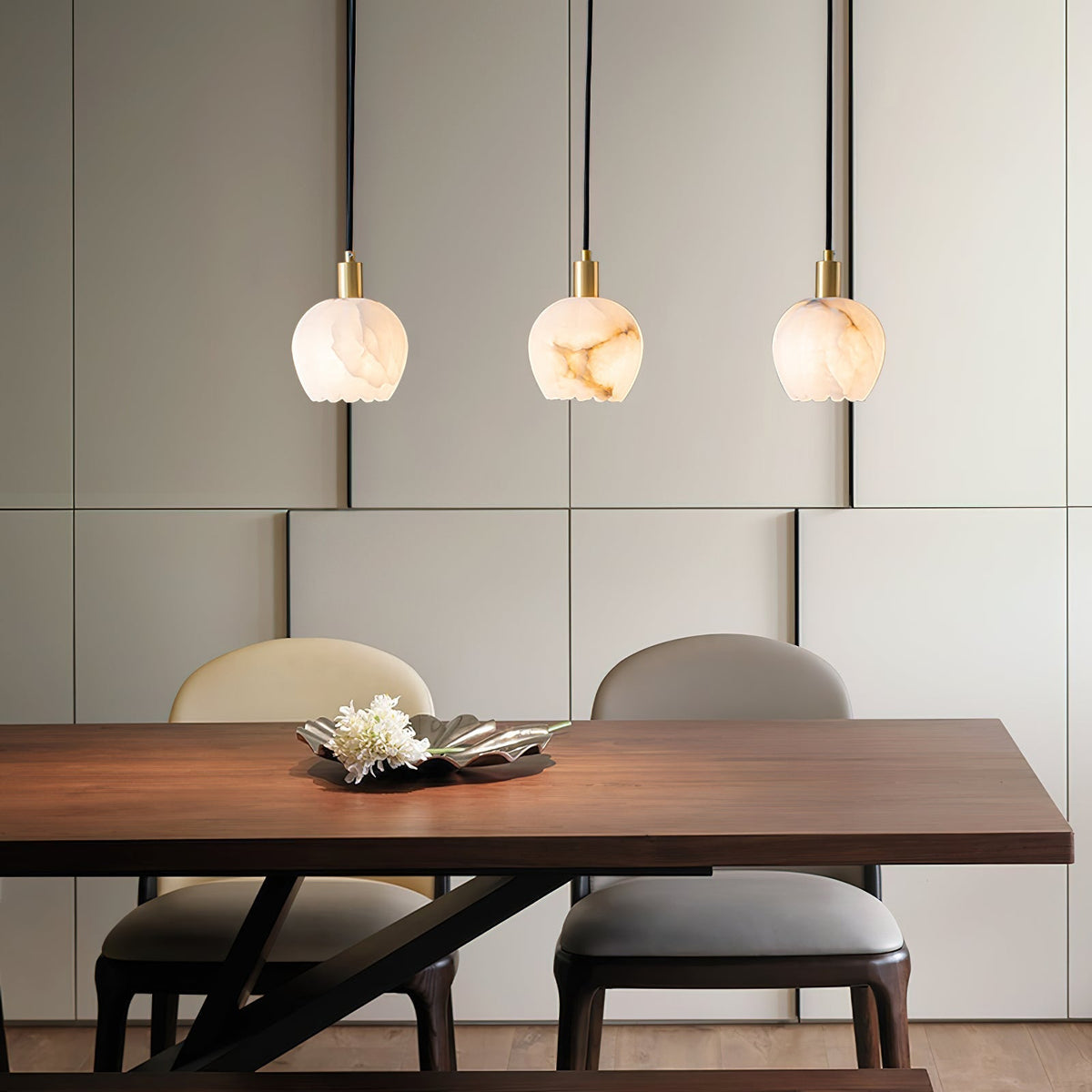 Lampe Pendentive en Laiton et Albâtre Moderne Minimaliste Olraeos - Neutralighting