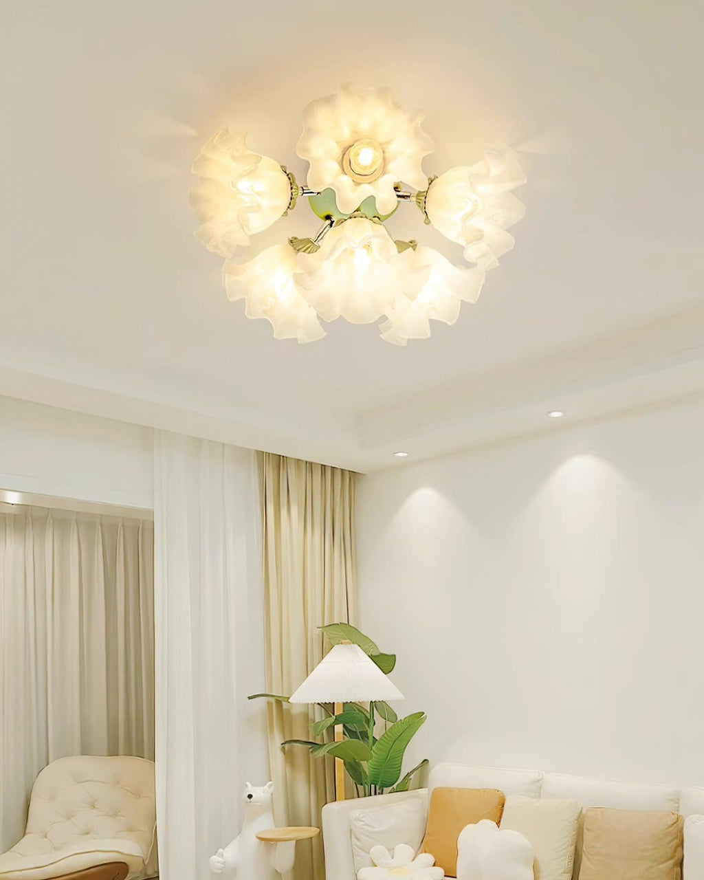 Plafonnier Pétale Nuances Ondulé Verre Floraison Élégant Floral - Neutralighting