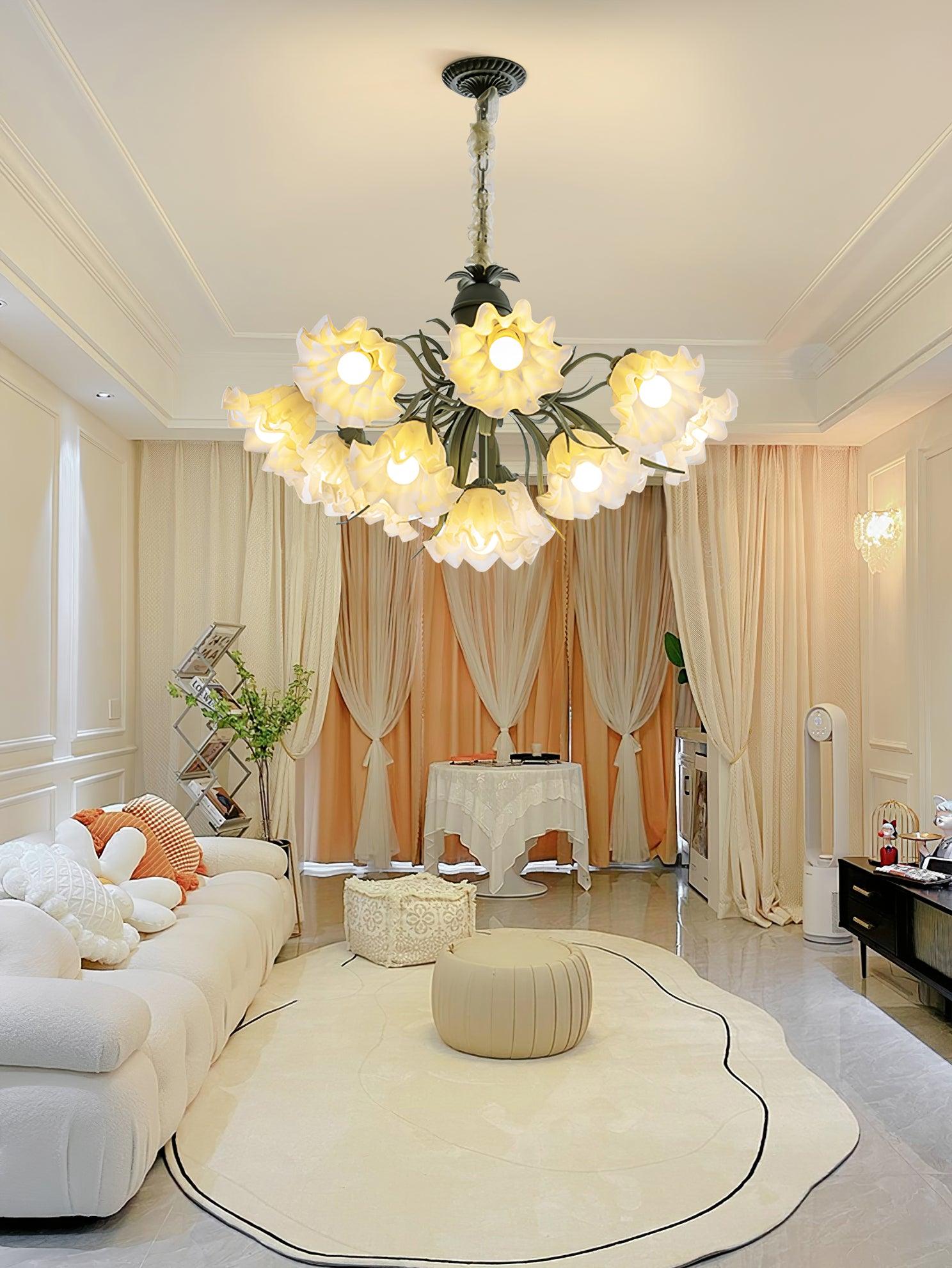 Lustra Chandelier Fleur avec Pétales et Feuilles - Neutralighting