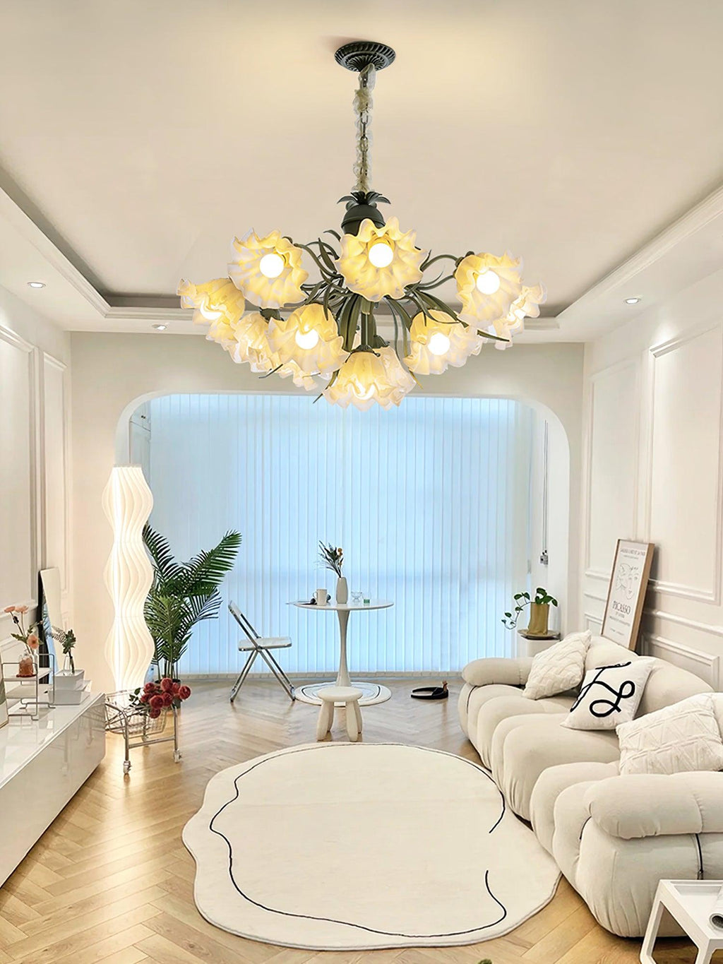 Lustra Chandelier Fleur avec Pétales et Feuilles - Neutralighting