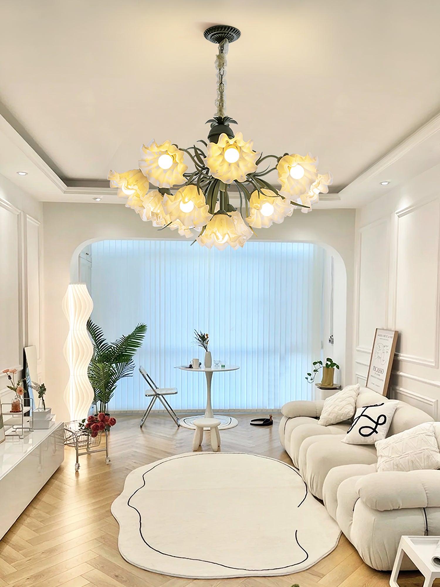 Lustra Chandelier Fleur avec Pétales et Feuilles - Neutralighting