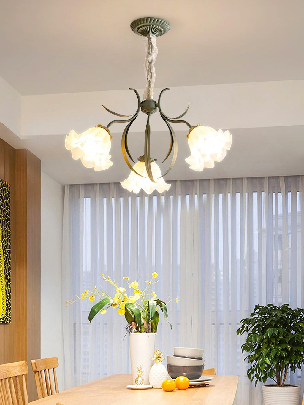 Lustra Chandelier Fleur avec Pétales et Feuilles - Neutralighting