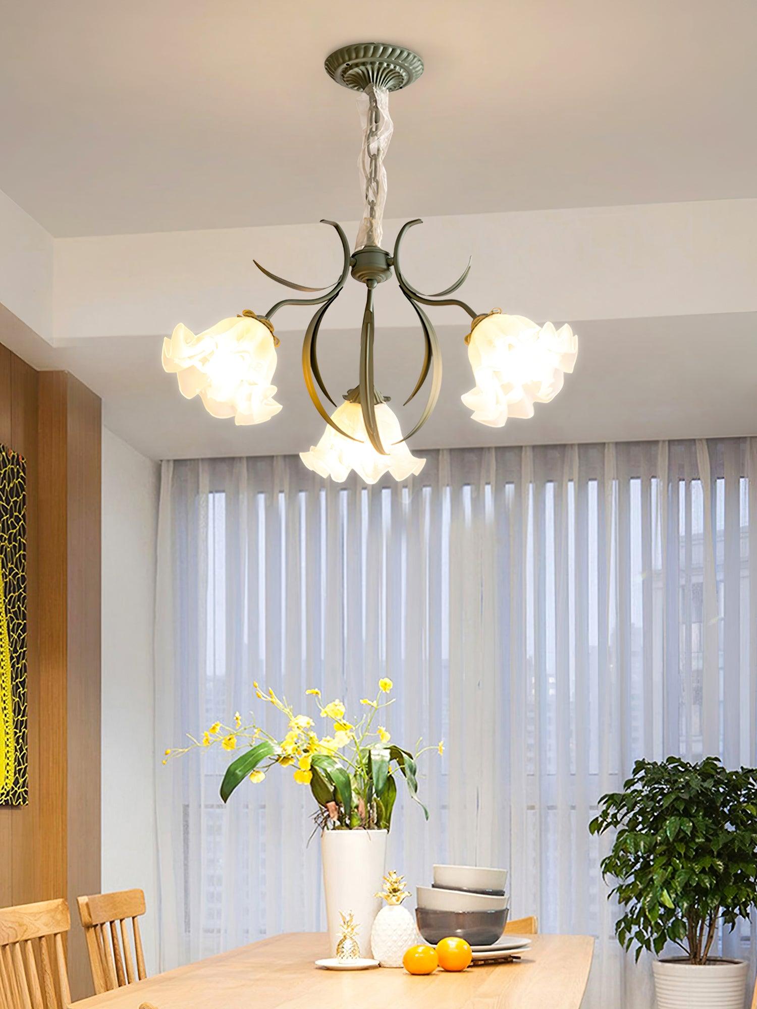 Lustra Chandelier Fleur avec Pétales et Feuilles - Neutralighting