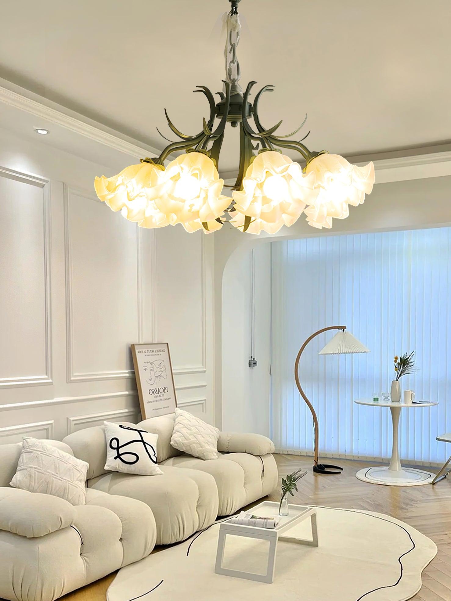 Lustra Chandelier Fleur avec Pétales et Feuilles - Neutralighting