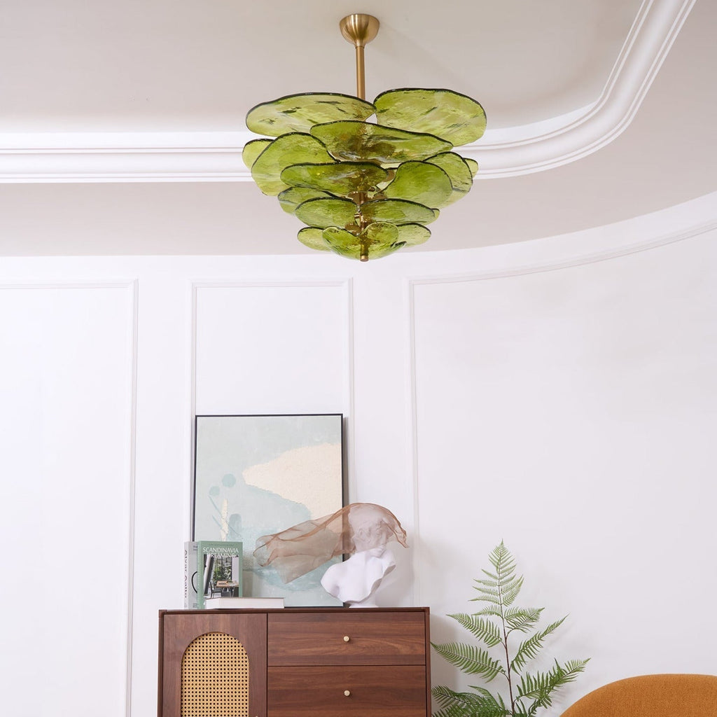 Lotus Lustre Contemporain en Verre à Feuilles Superposées - Neutralighting