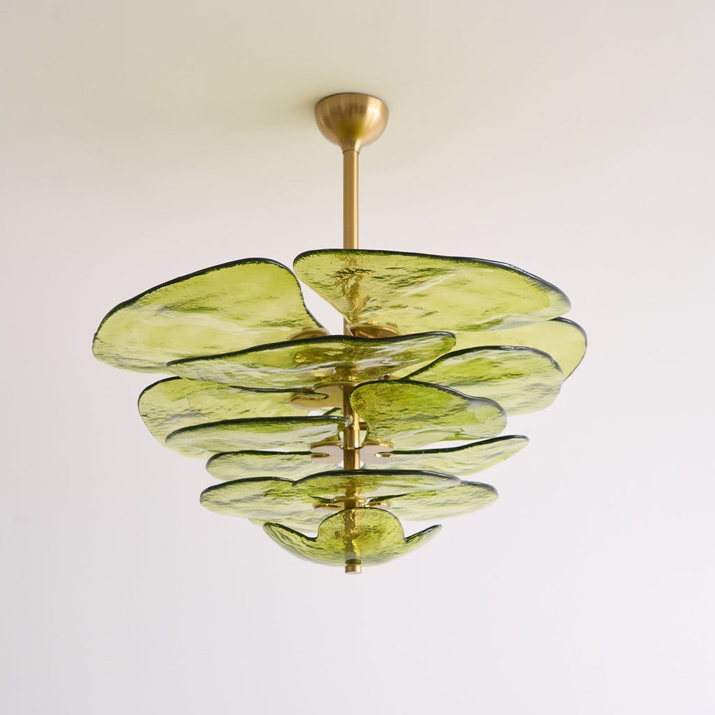 Lotus Lustre Contemporain en Verre à Feuilles Superposées - Neutralighting