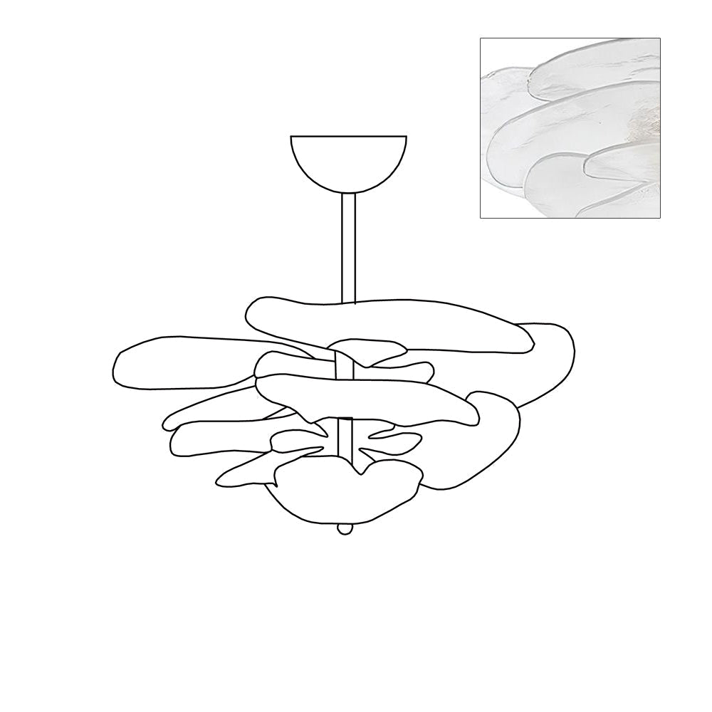 Aurora Chandelier Pétale en Verre Murano Doré Luxe - Neutralighting