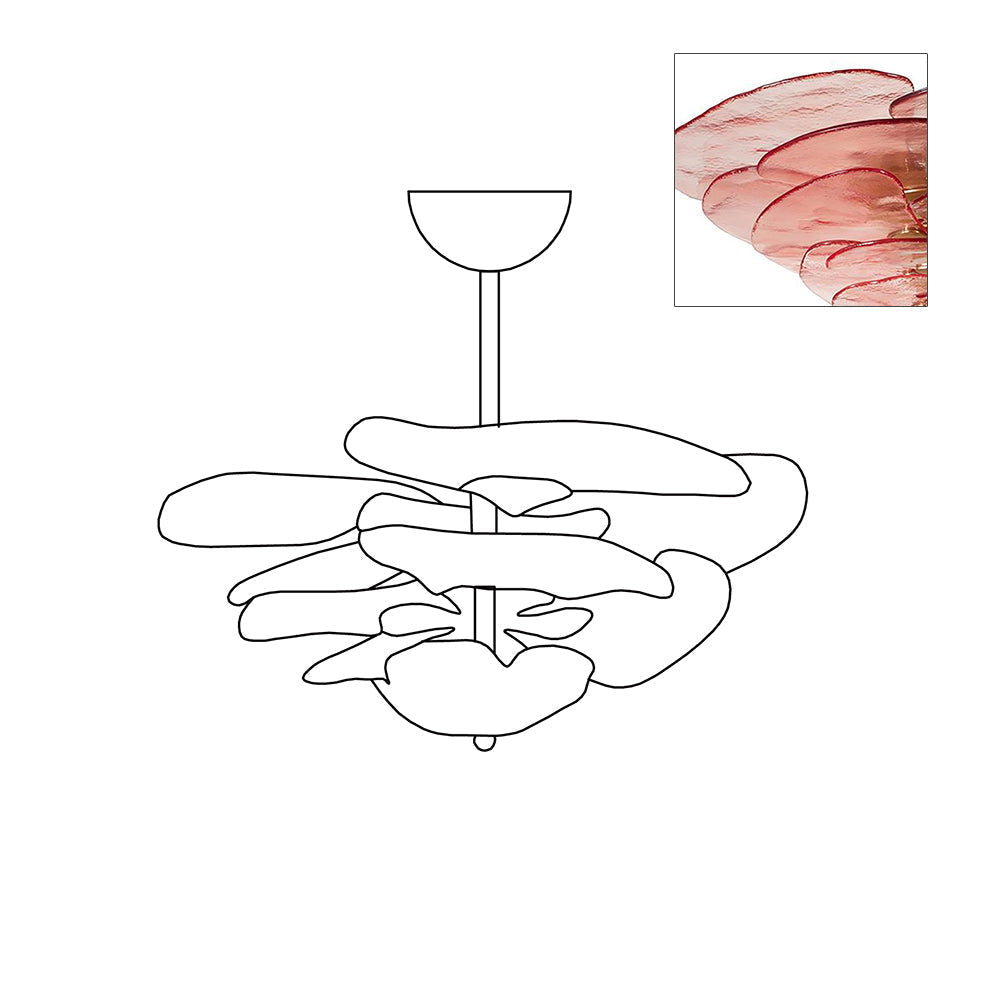 Aurora Chandelier Pétale en Verre Murano Doré Luxe - Neutralighting
