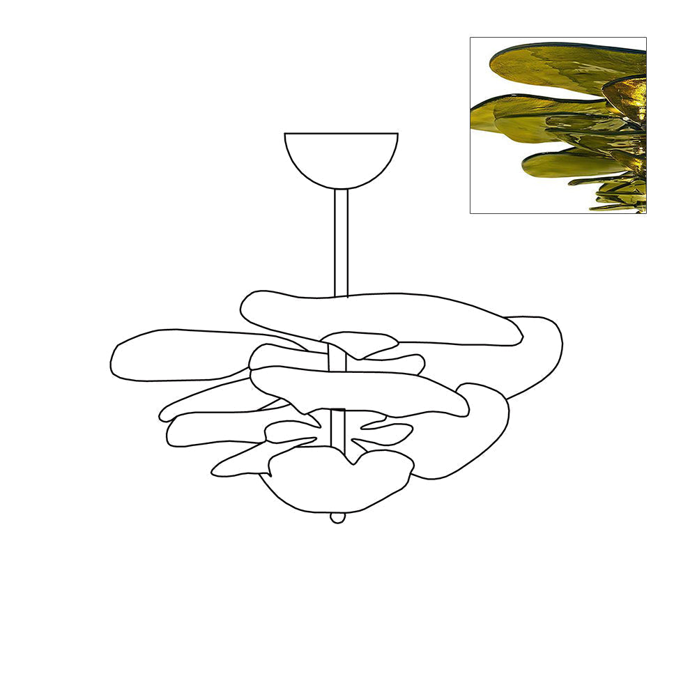 Aurora Chandelier Pétale en Verre Murano Doré Luxe - Neutralighting