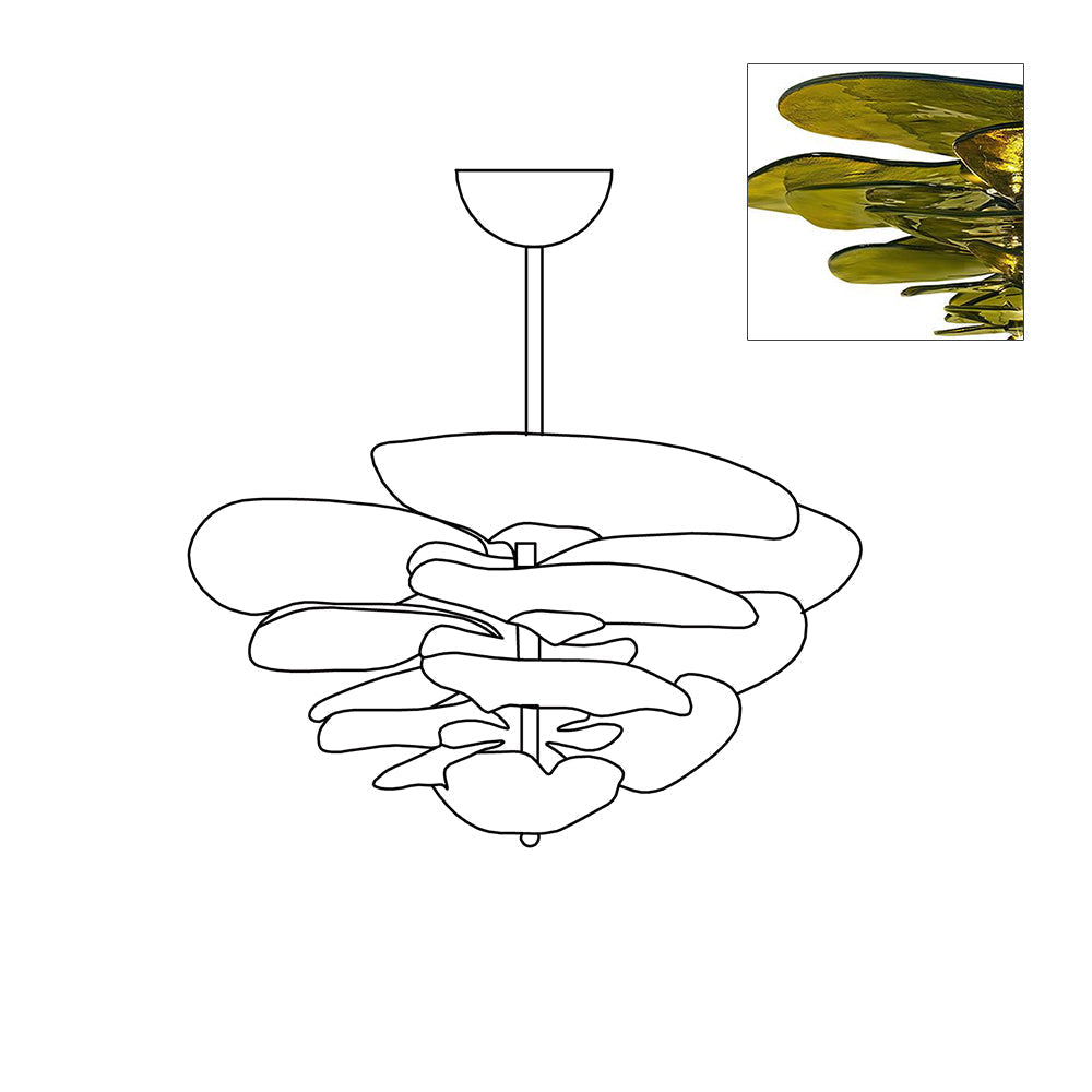 Aurora Chandelier Pétale en Verre Murano Doré Luxe - Neutralighting