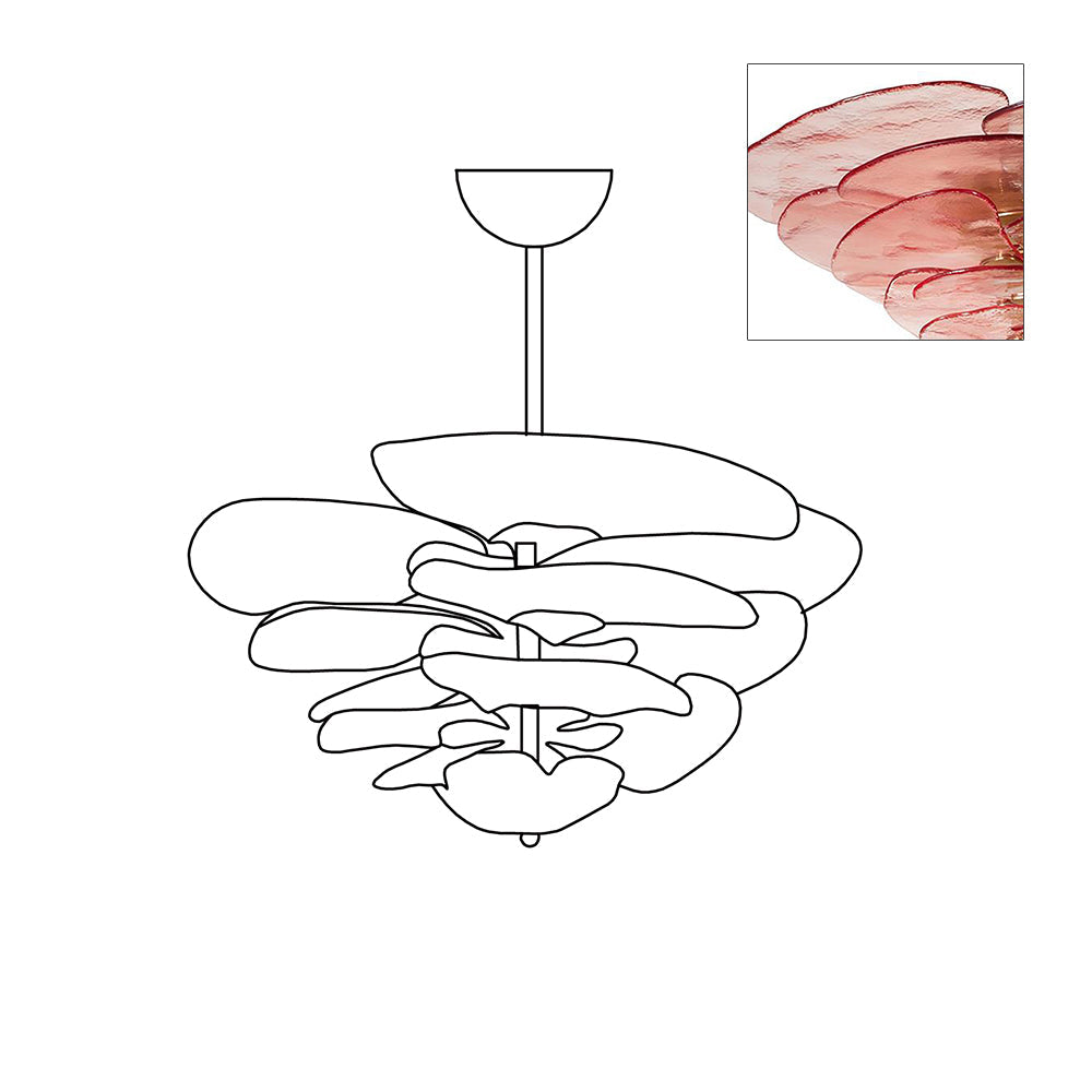Aurora Chandelier Pétale en Verre Murano Doré Luxe - Neutralighting