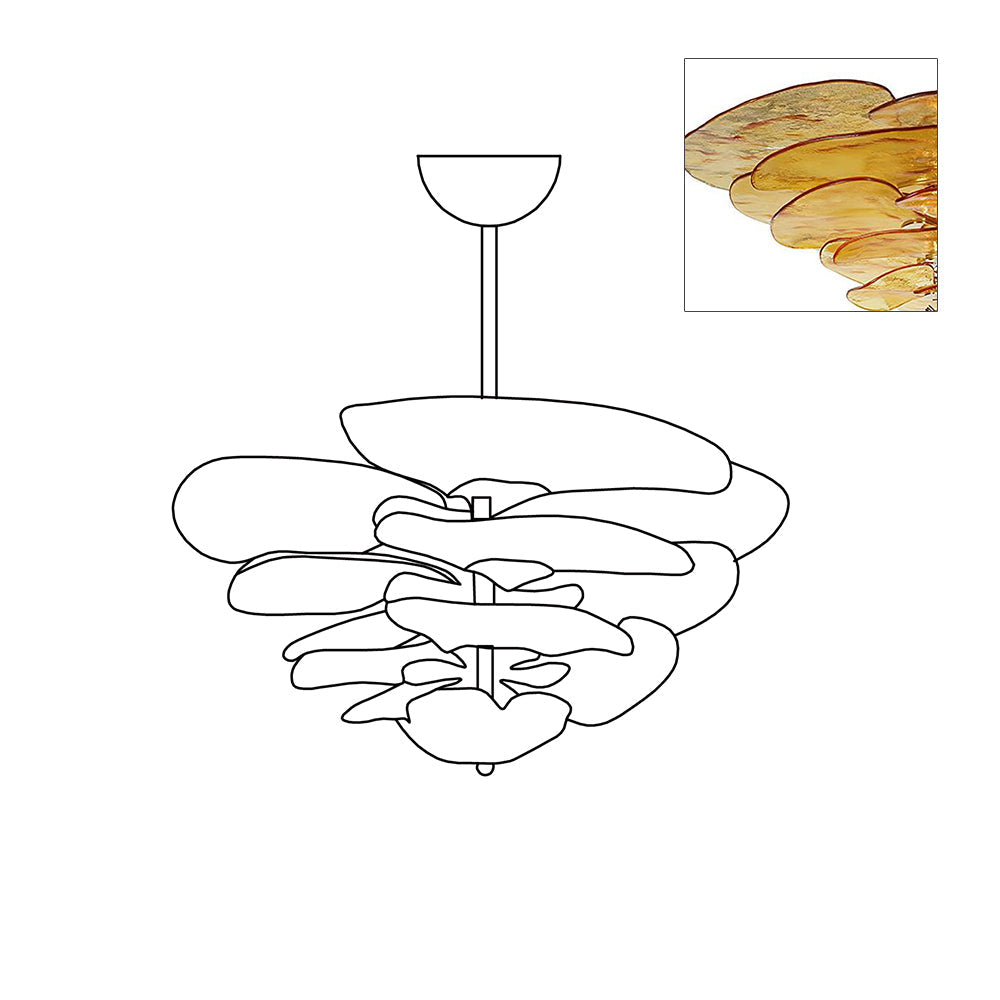 Aurora Chandelier Pétale en Verre Murano Doré Luxe - Neutralighting