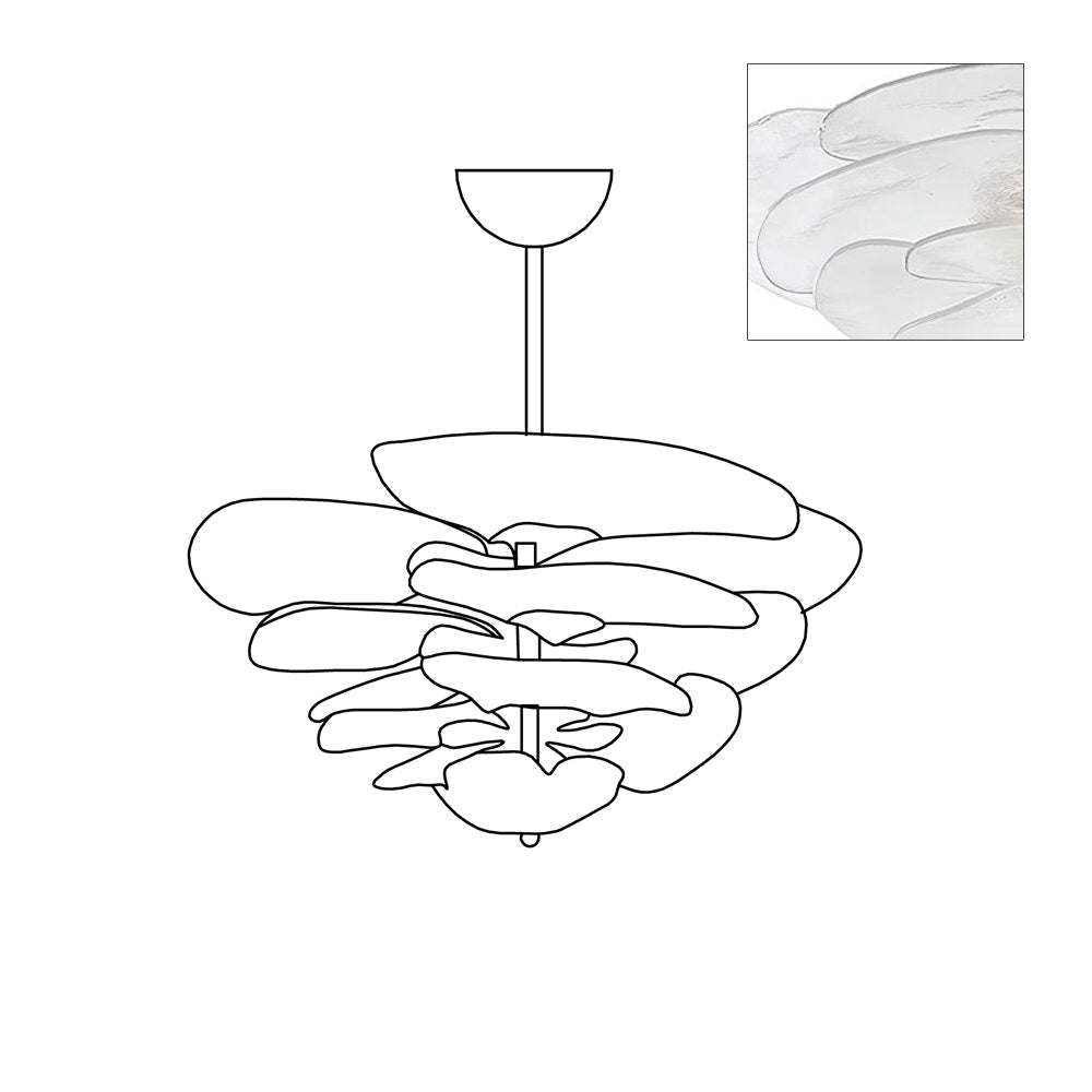 Aurora Chandelier Pétale en Verre Murano Doré Luxe - Neutralighting