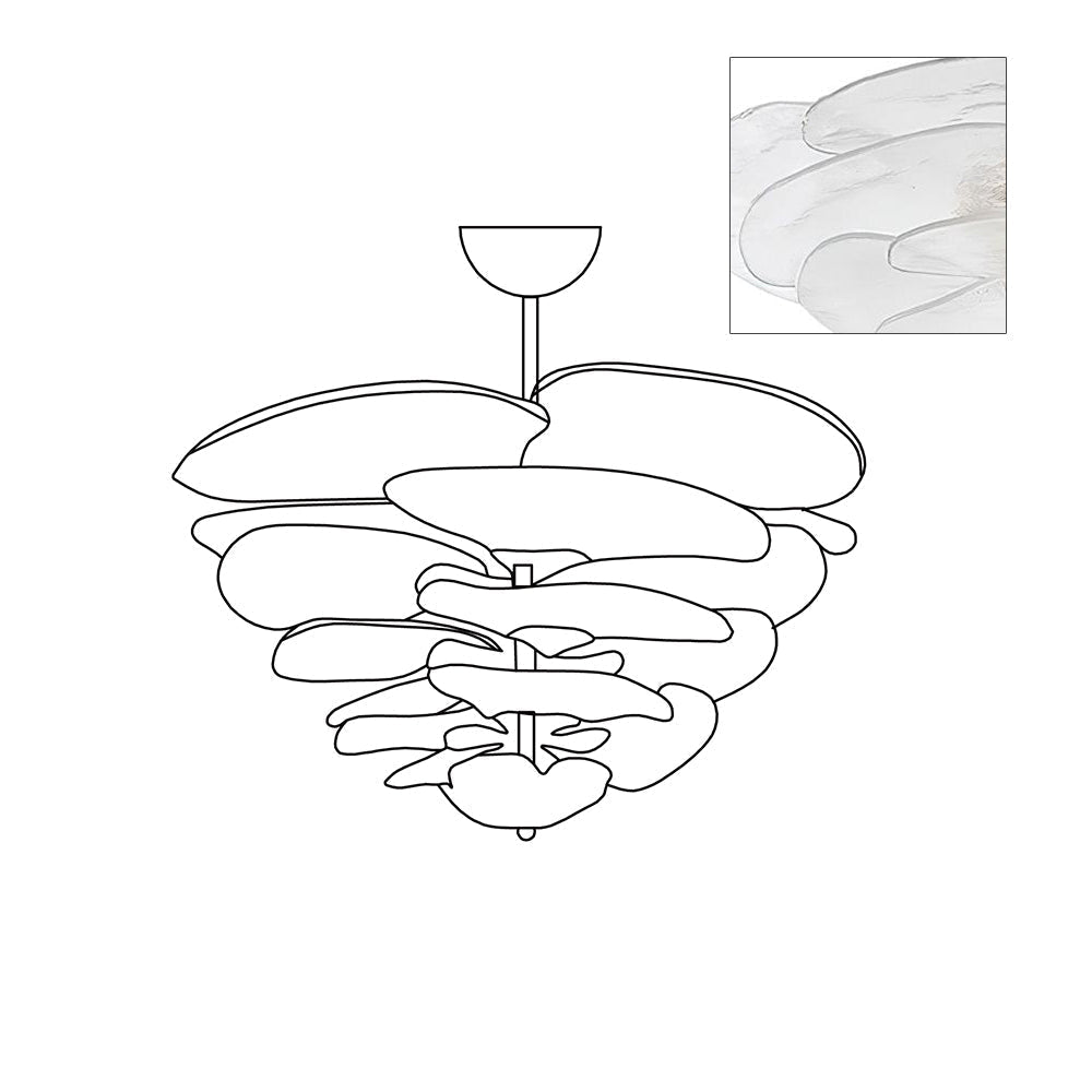Aurora Chandelier Pétale en Verre Murano Doré Luxe - Neutralighting
