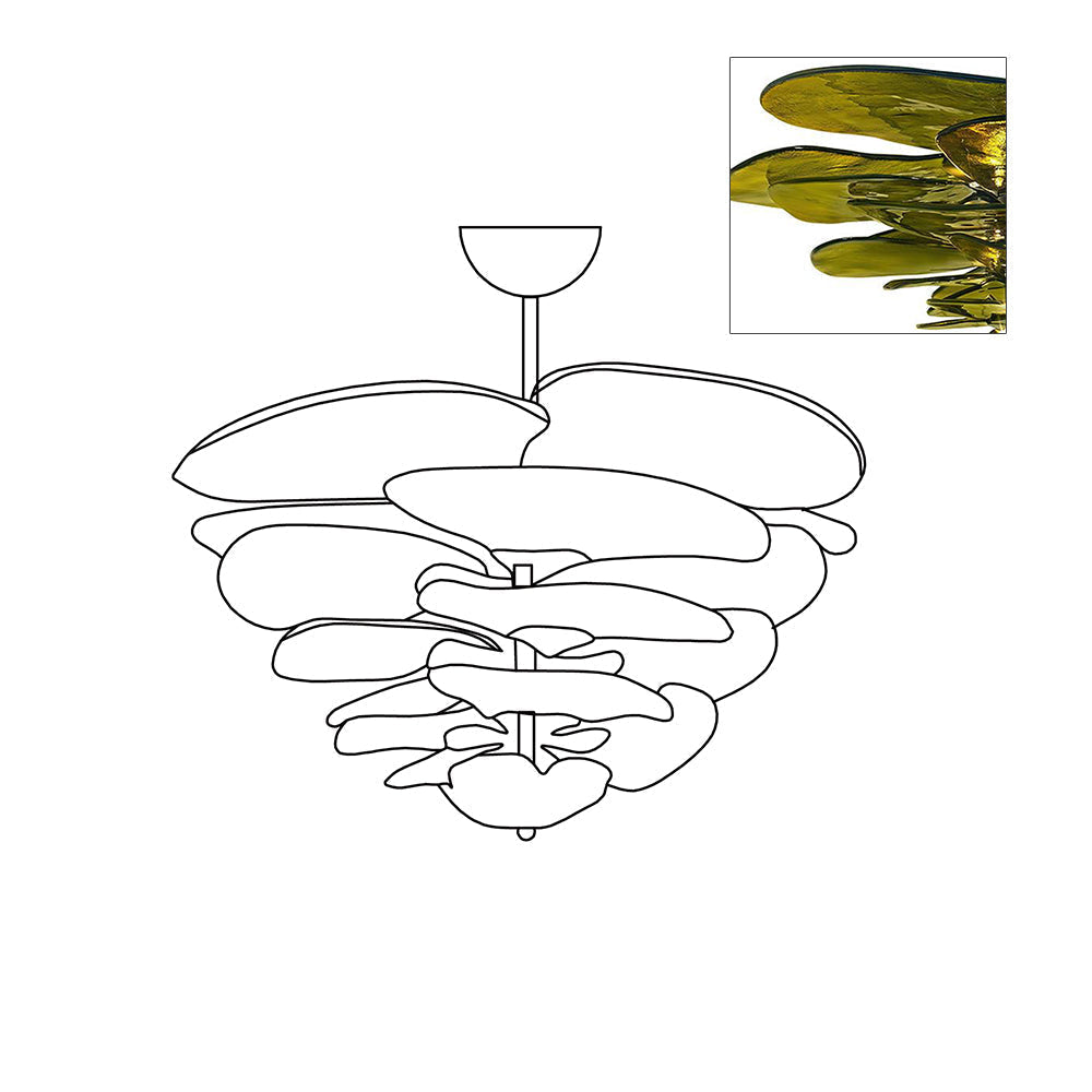 Aurora Chandelier Pétale en Verre Murano Doré Luxe - Neutralighting
