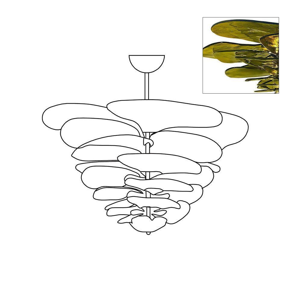 Aurora Chandelier Pétale en Verre Murano Doré Luxe - Neutralighting
