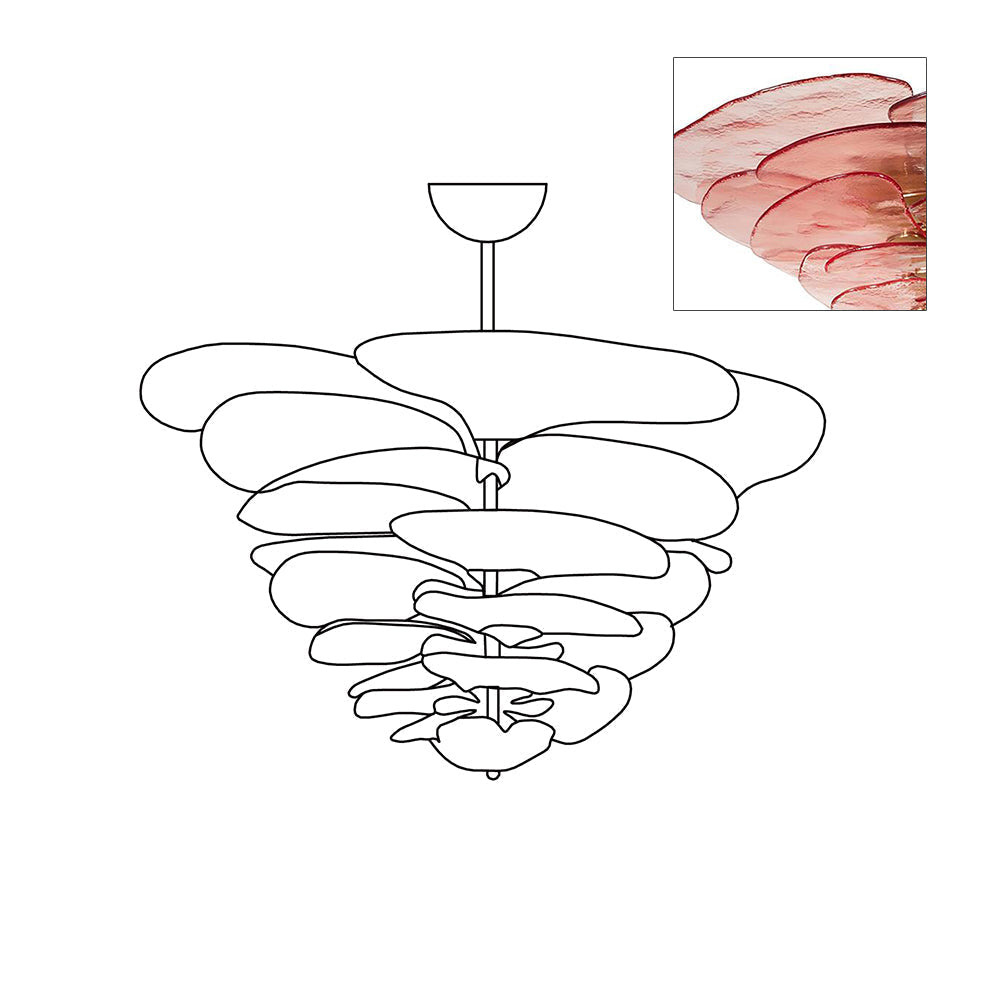 Aurora Chandelier Pétale en Verre Murano Doré Luxe - Neutralighting