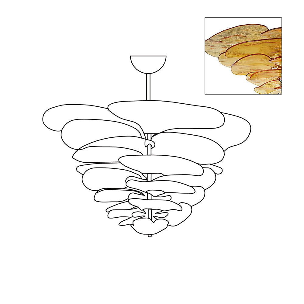 Aurora Chandelier Pétale en Verre Murano Doré Luxe - Neutralighting