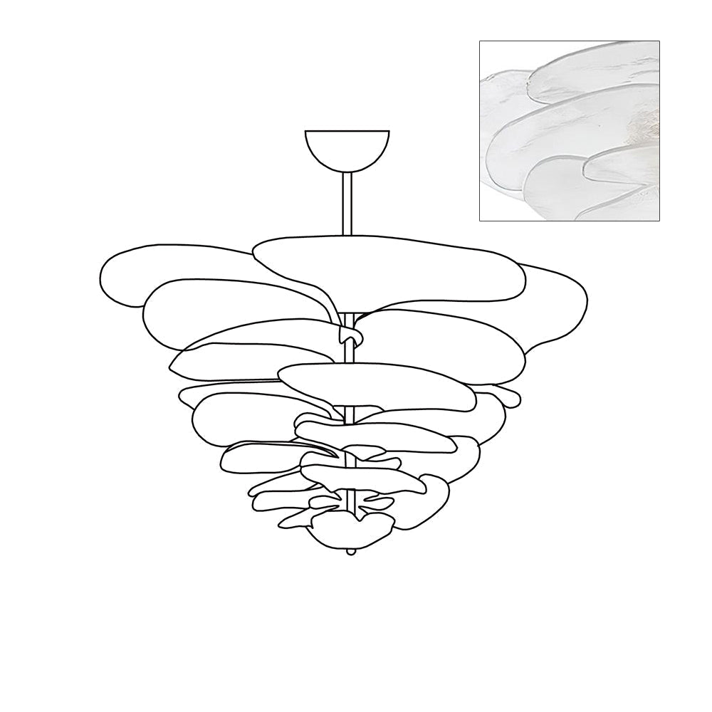 Aurora Chandelier Pétale en Verre Murano Doré Luxe - Neutralighting