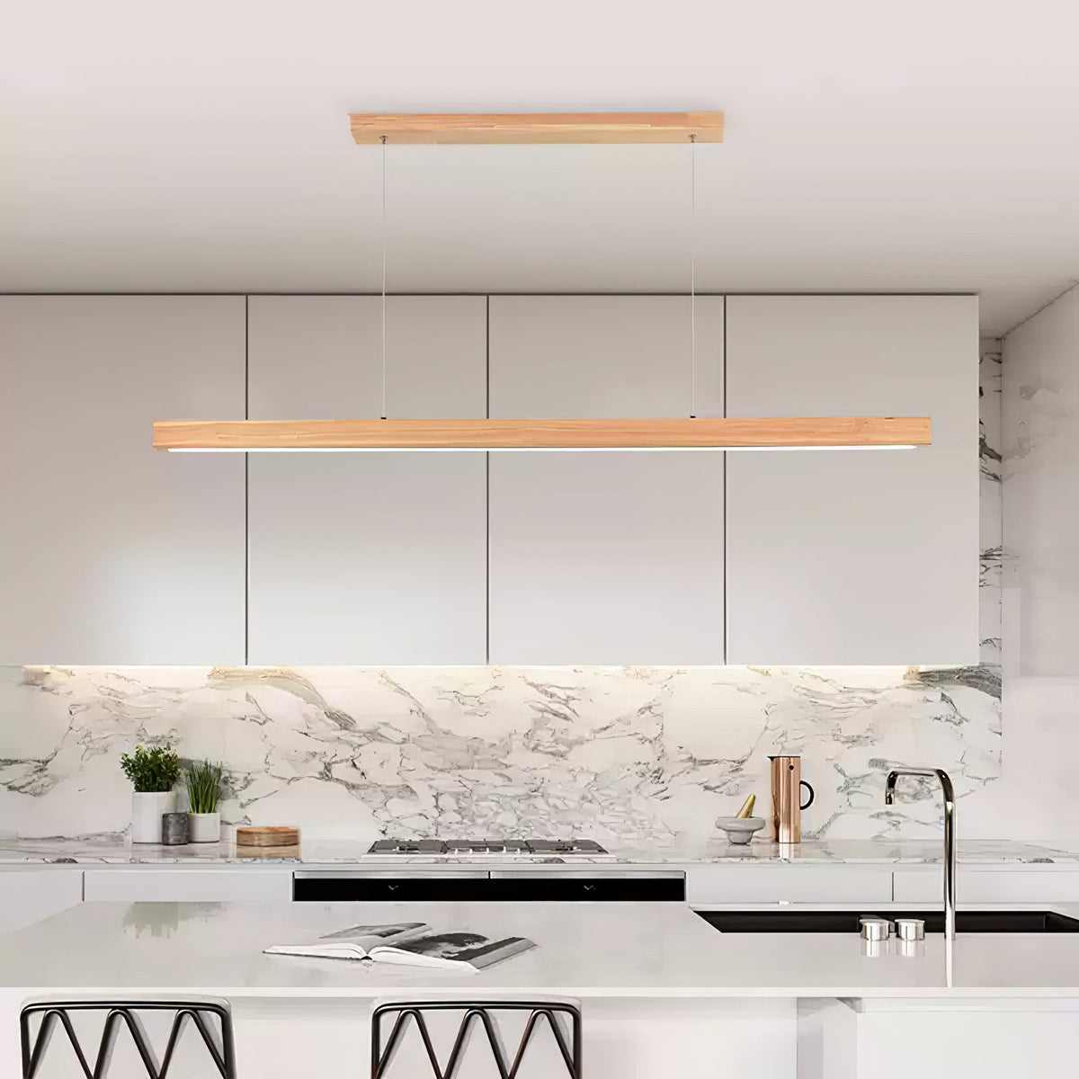 Elowen Suspension linéaire minimaliste en bois - Neutralighting
