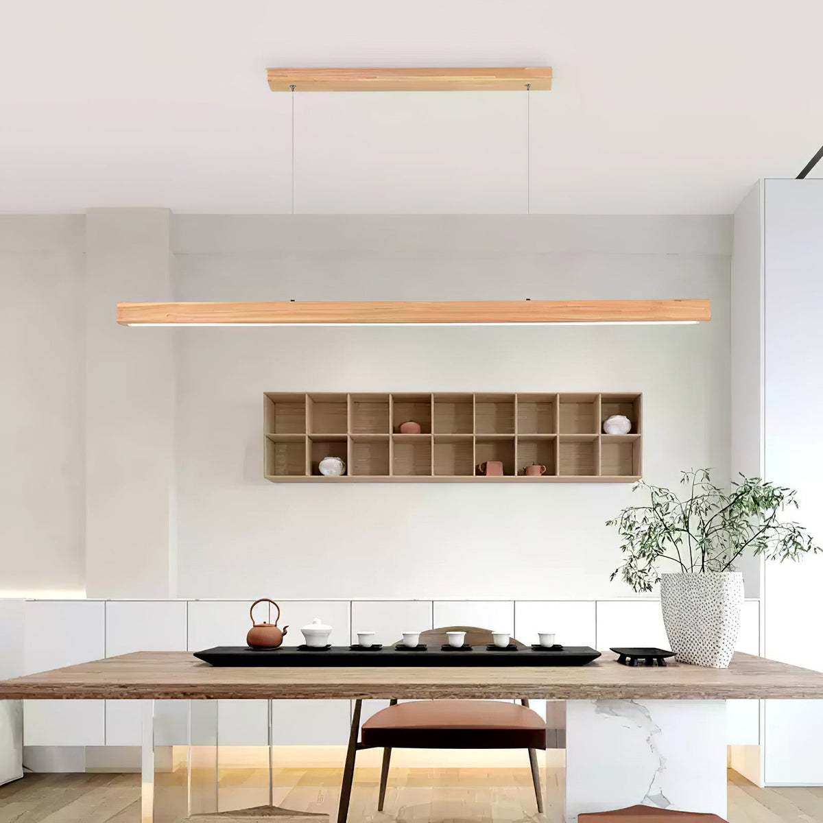 Elowen Suspension linéaire minimaliste en bois - Neutralighting