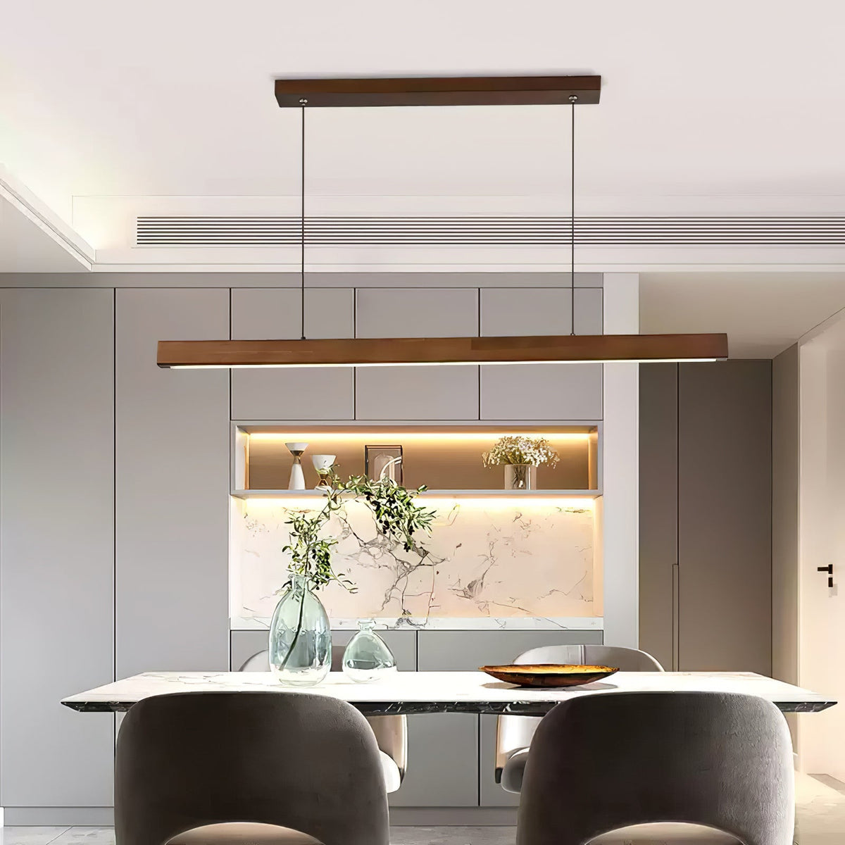 Elowen Suspension linéaire minimaliste en bois - Neutralighting