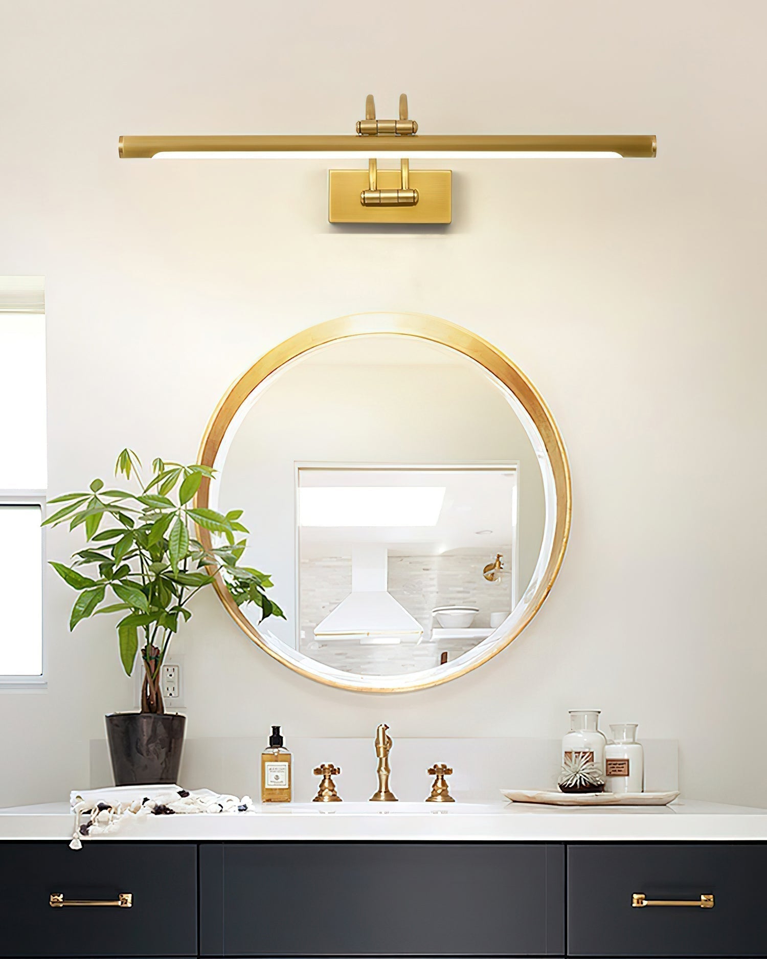Fergus Applique Murale Linéaire Coiffeuse Laiton - Neutralighting