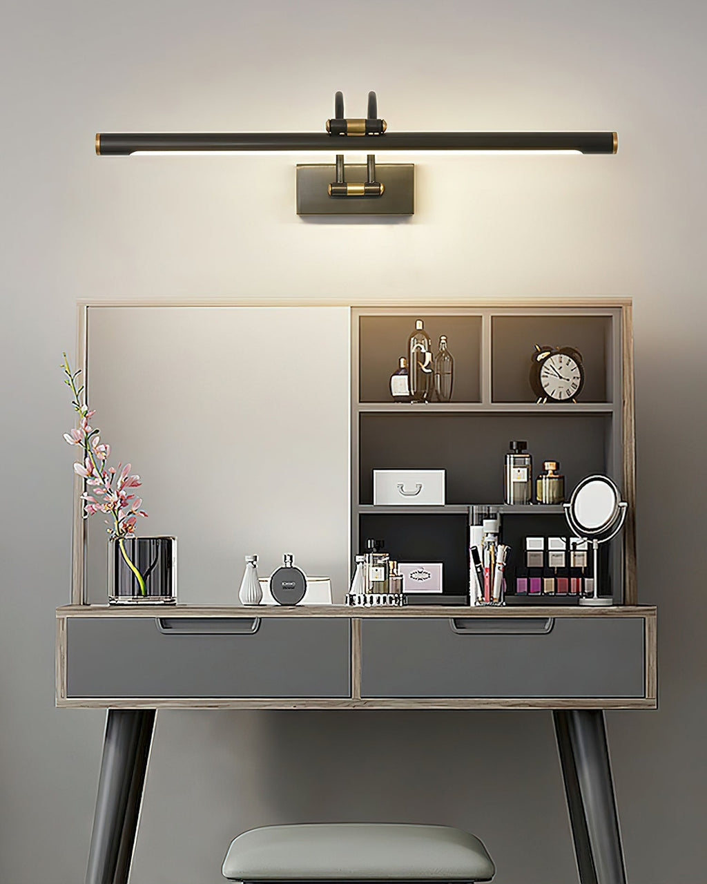 Fergus Applique Murale Linéaire Coiffeuse Laiton - Neutralighting