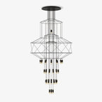 Lustra Chandelier Lignes Noir Structure Métallique LED - Neutralighting
