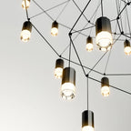 Lustra Chandelier Lignes Noir Structure Métallique LED - Neutralighting