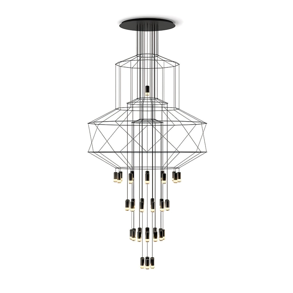 Lustra Chandelier Lignes Noir Structure Métallique LED - Neutralighting