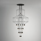 Lustra Chandelier Lignes Noir Structure Métallique LED - Neutralighting