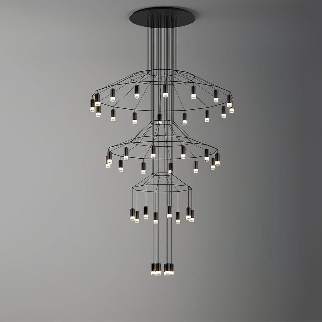 Lustra Chandelier Lignes Noir Structure Métallique LED - Neutralighting