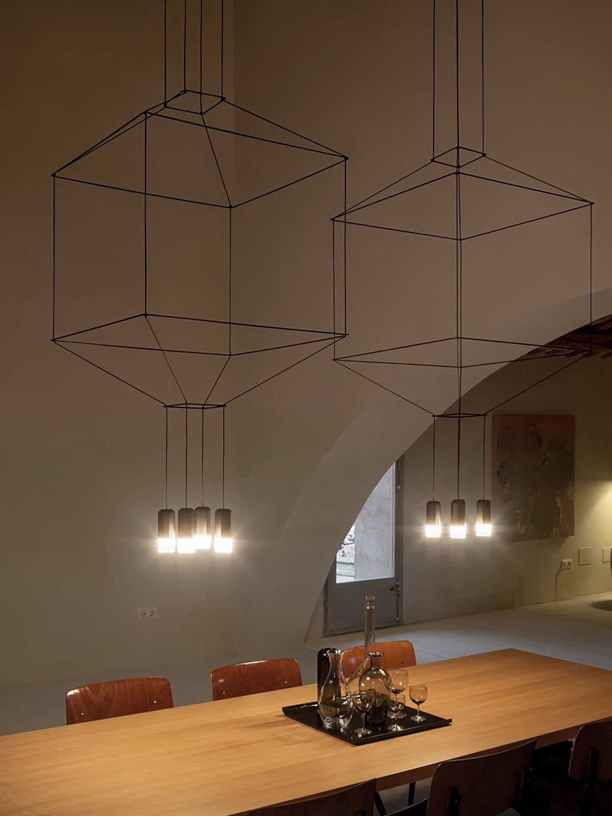 Lustra Lampe Pendante Géométrique en Fil Noir LED - Neutralighting