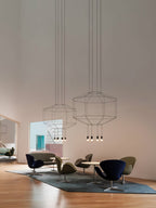 Lustra Chandelier Lignes Noir Structure Métallique LED - Neutralighting