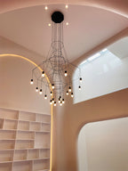 Lustra Chandelier Lignes Noir Structure Métallique LED - Neutralighting
