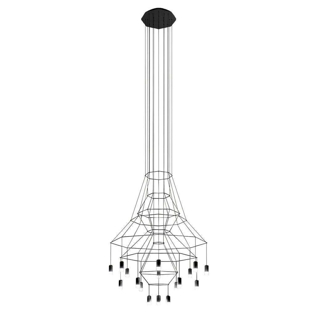 Lustra Chandelier Lignes Noir Structure Métallique LED - Neutralighting