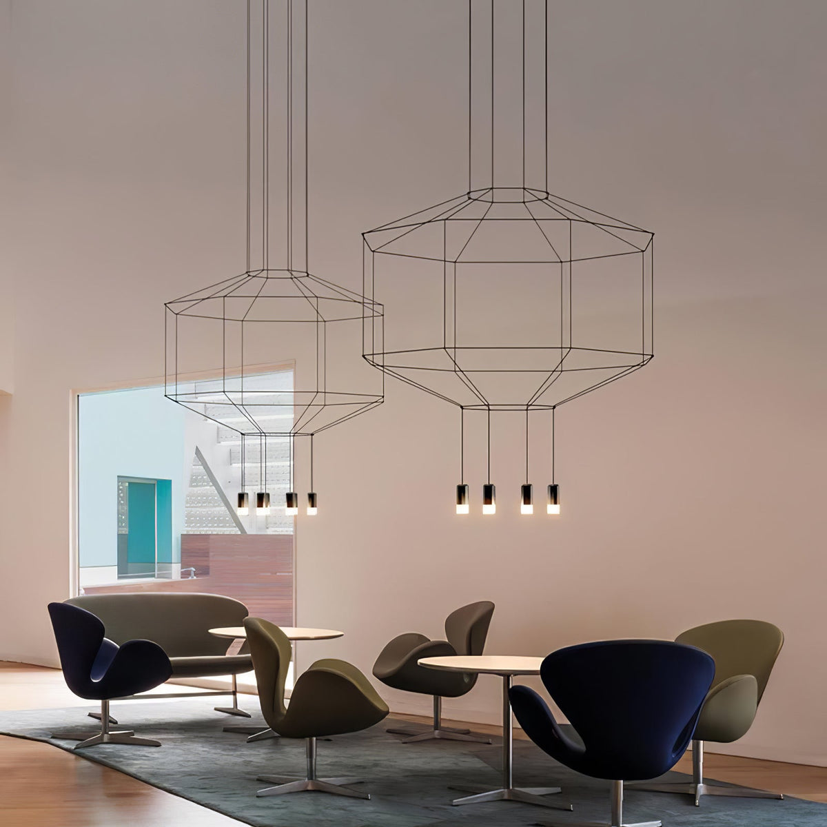 Lustra Lampe Pendante Géométrique en Fil Noir LED - Neutralighting