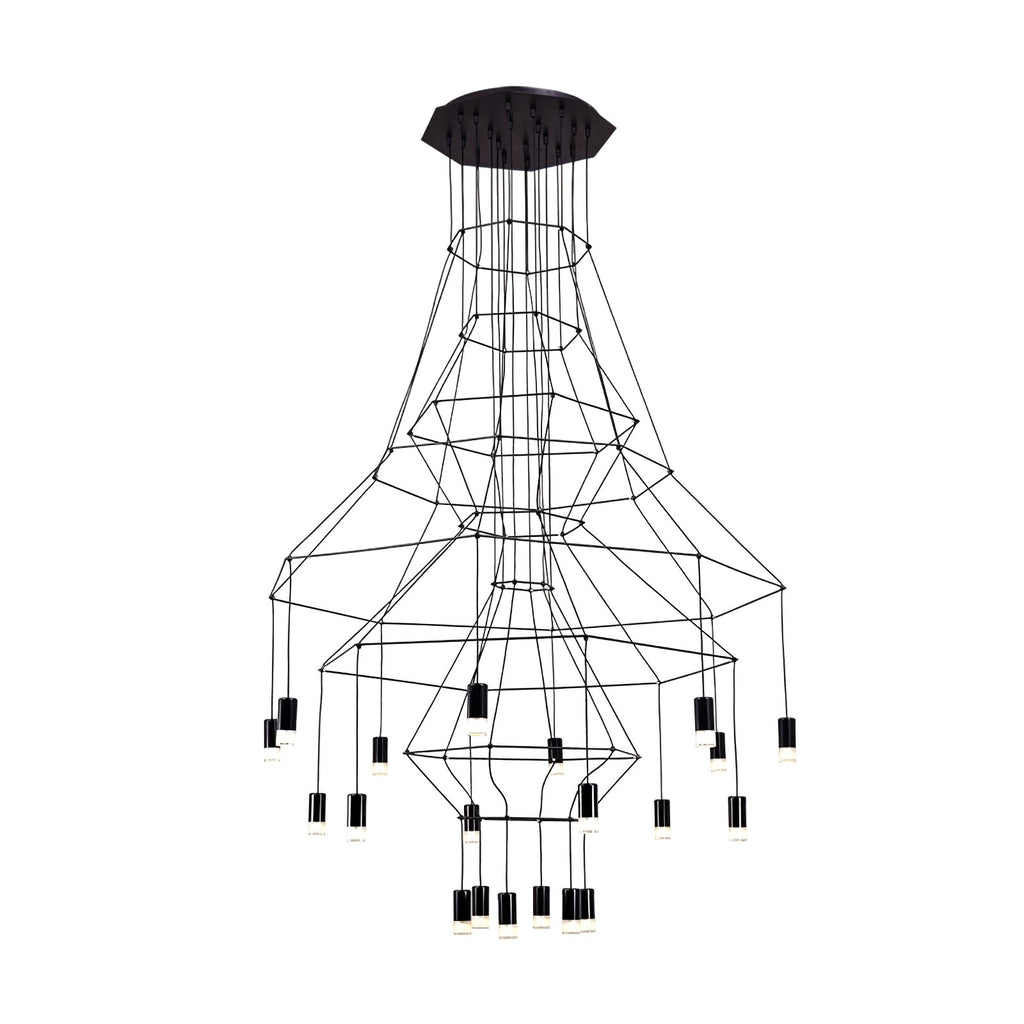 Lustra Chandelier Lignes Noir Structure Métallique LED - Neutralighting